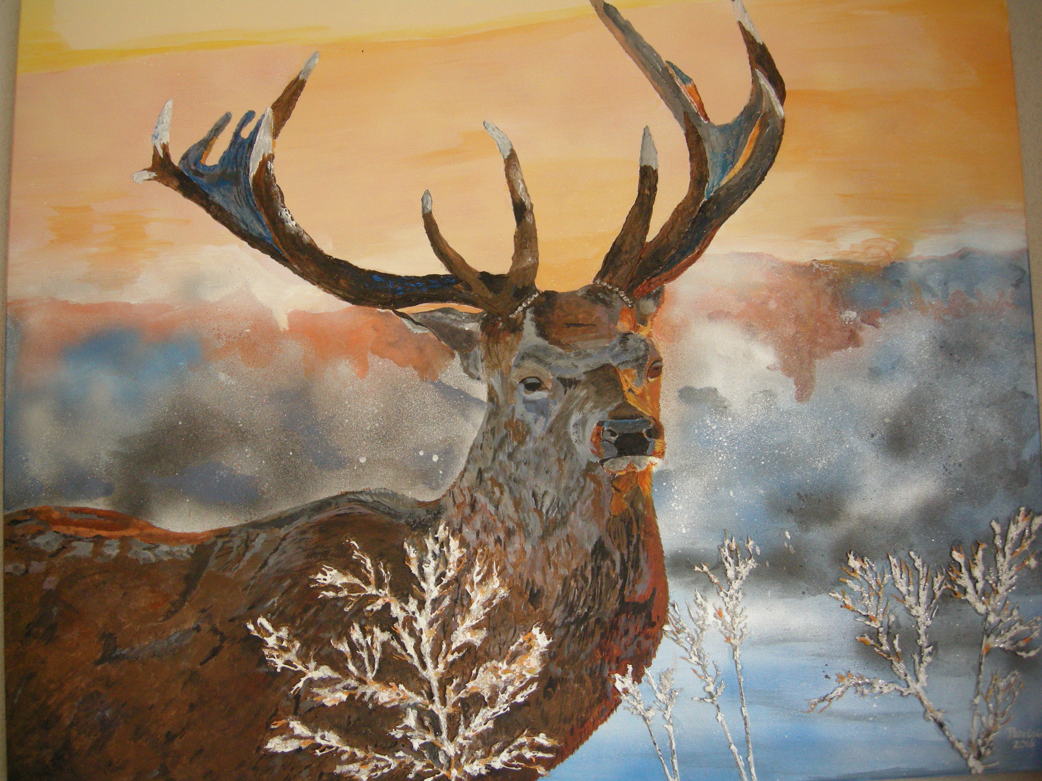 Hert in winterlandschap